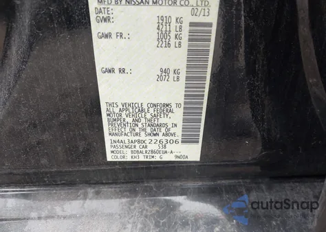 2013 Nissan Altima 2.5 S z USA, uszkodzony, nr VIN 1N4AL3AP8DC226306